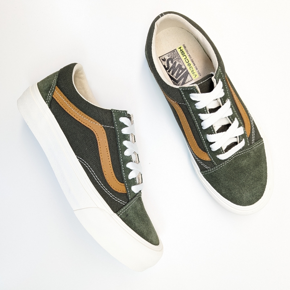 Vans Old Skool VR3 Cush Olive Leaf Suede Casual Skateboard Sneakers Women's 7.5